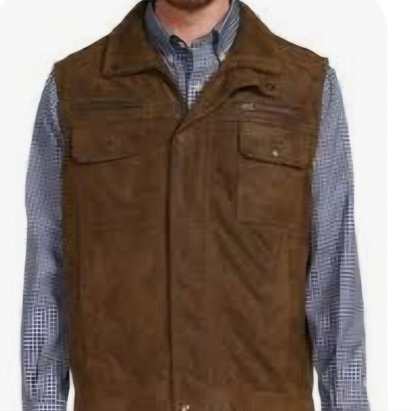 NWT Roundtree & Yorke Suede Leather Vest Men’s 3XB Full Zip Snap Brown $350 - Picture 12 of 14